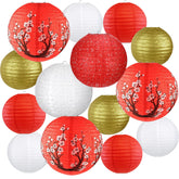 Peywot 14-piece lanterns pack in red, white and gold for versatile decor.