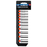 pgroup 10-piece 1/4 inch deep socket set with chrome finish for durable automotive work.