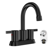Phiestina BF015-1-MB matte black faucet front view with contemporary two-handle design
