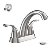 Phiesitna centerset 4-inch brushed nickel faucet in 2-hole setup for a compact bathroom