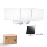 Philips 3600lm solar security light front view with wide beam for outdoor illumination.