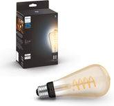Philips Hue ST23 filament bulb in fixture offering stylish living room ambience