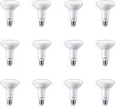 Philips LED BR30 65W soft white 12-pack bulbs for energy-efficient ambient lighting.