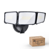 Philips LED flood light front view shows three heads for broad outdoor illumination.