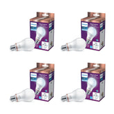 Philips Smart 60W A19 daylight bulb four-pack on shelf ready for smart lighting.