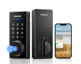 Philips Smart Lock on a front door with touchscreen for quick entry.