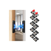 PHIXBEAR 10 pack black magnetic door catch on a slim cabinet door for secure closure.
