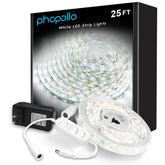 Phopollo White LED strip, 25ft long, for broad room illumination and under-cabinet lighting