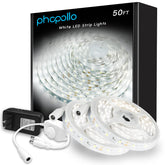 Phopollo white LED strip lights for living room setup delivering bright daylight ambiance