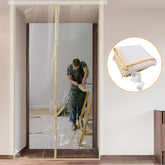 PICK FOR LIFE dust barrier door zipper kit in use, containing dust during remodel.