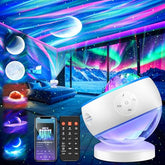 Pikoy northern lights projector fills the ceiling with multicolor aurora visuals.