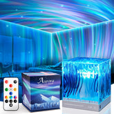 PIKOY Northern Lights Projector projecting aurora colors on ceiling for calming ambiance