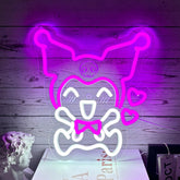 PILOYINDE Kuromi Heart Neon Sign for a vibrant, cozy mood in any room.