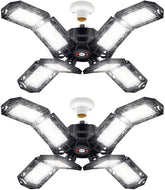 PINSAI 2-pack LED garage light with eight leaves for bright workshop illumination
