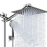 PinWin 10-inch square rain head with wide coverage for family showers