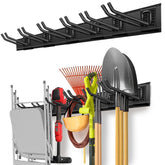 PIYILO garage organizer rail 48-inch securely holds tools and frees wall space.