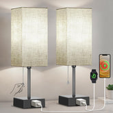 PLMMY table lamp two-pack with sturdy metal base for modern décor.