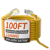 PlugSaf 100ft extension cord with light indicator for convenient outdoor power.