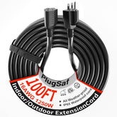 PlugSaf 16ga 100ft outdoor extension cord for long, reliable reach.
