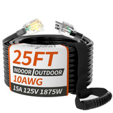 PlugSaf 25ft extension cord with indicator shows power status for easy setup