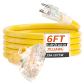 PlugSaf outdoor extension cord 6ft with LED indicator for easy power status
