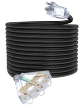 Plugtul 50ft outdoor extension cord in garden for lighting and tools