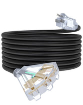 PLUGTUL 25ft outdoor extension cord with three outlets for versatile outdoor use.
