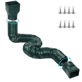 Plusgutter downspout extender extended to adjust reach for rain drainage.