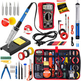 Plusivo Soldering Iron Kit setup showing a complete electronics toolkit for home repairs and hobbies