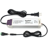 PLUSPOE LED driver front view showing compact, efficient dimmable power for 24V strips.