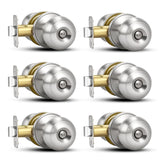 Plustool brushed nickel door knob front view with durable, rust-resistant finish.