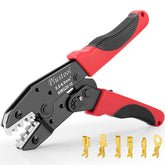 Plustool crimping tool for non-insulated open-barrel terminals delivers secure connections.