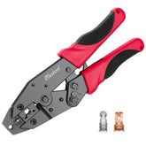 Plustool crimping tool for spark plug wire with 8.5 mm terminals enabling secure crimps.