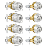 Plustool exterior door lock set satin nickel assembly for streamlined entry with a single key.