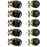 Plustool front door lock in matte black exterior for secure entry.
