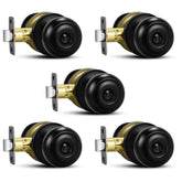Plustool matte black privacy door knob closeup with anti-fingerprint finish for a clean look
