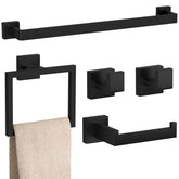 PNWNNH 5-piece matte black bathroom accessories set mounted on wall for cohesive style