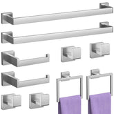 PNWNNH brushed nickel 10-piece bathroom accessories set displayed for wall mounting.