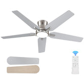POCHFAN 52-inch ceiling fan with remote and light for quiet bedroom comfort.