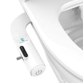 POCALAND bidet attachment on toilet showing front and rear wash options for enhanced hygiene.