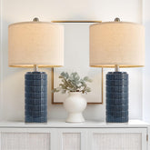 PoKat 23-inch blue table lamp with ceramic base for farmhouse decor