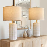 PoKat 24-inch modern ceramic lamps set of 2 for ambient living room lighting.