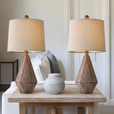 PoKat retro farmhouse lamp base with diamond texture enhances vintage living room decor