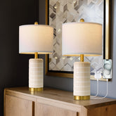 PoKat small bedside lamp with USB ports for easy night charging