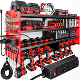 POKIPO power tool organizer wall mount with charging station keeps drills powered and organized