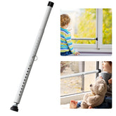 POKUSI sliding door lock bar close-up in white, rugged steel security for doors.