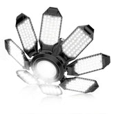 POLARPRA garage light with eight adjustable panels for even workshop illumination.