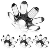 POLARPRA garage light with eight adjustable panels delivers broad, shadow-free workshop illumination.