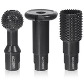 Pomsare ball gouge attachment on grinder for precise hollowing and shaping.