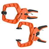 PONY 2-pack 4-inch quick-release ratchet clamps, front view for stable woodworking setups.
